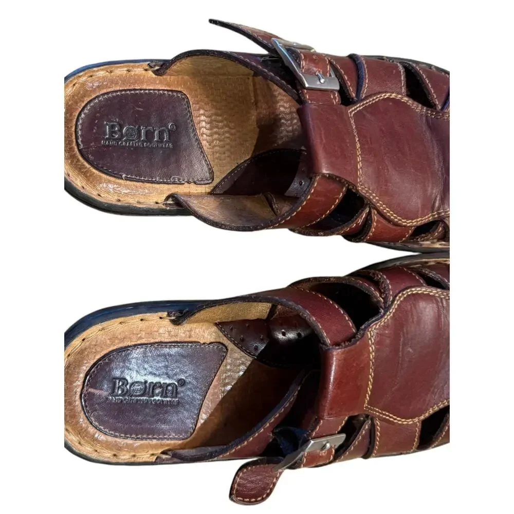 Born Women’s Size 9 Brown Leather Fisherman Slip On Sandals - Classic Comfort